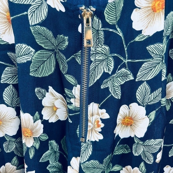 New-shop17 Floral Print Deep V-neck, Open Tie Back, Wide Leg One Piece Jump Suit - Picture 13 of 16